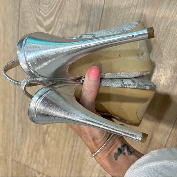 GUESS Gwaerra snake skin slingback high heel peep toe shoes - Picture 7 of 15